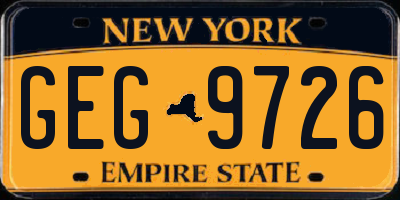 NY license plate GEG9726