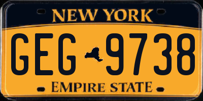 NY license plate GEG9738