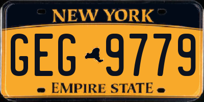 NY license plate GEG9779