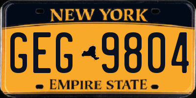 NY license plate GEG9804