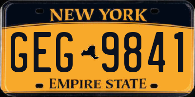 NY license plate GEG9841