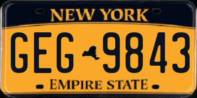 NY license plate GEG9843