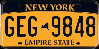 NY license plate GEG9848
