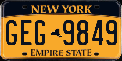 NY license plate GEG9849