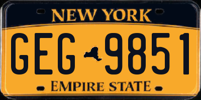 NY license plate GEG9851