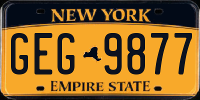 NY license plate GEG9877