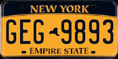 NY license plate GEG9893