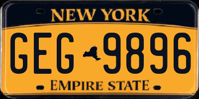 NY license plate GEG9896