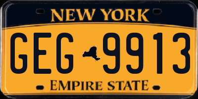 NY license plate GEG9913