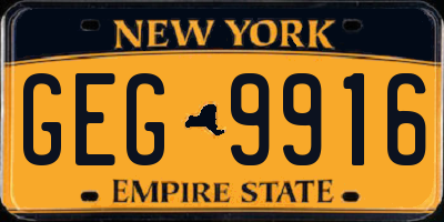 NY license plate GEG9916