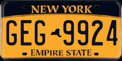 NY license plate GEG9924