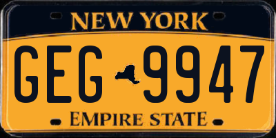 NY license plate GEG9947