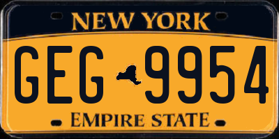 NY license plate GEG9954