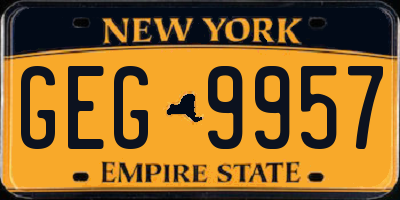 NY license plate GEG9957