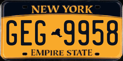 NY license plate GEG9958