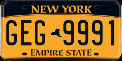 NY license plate GEG9991