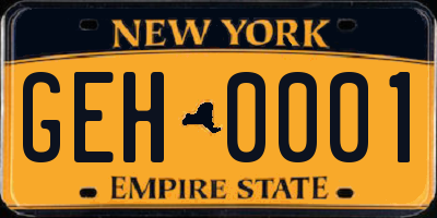 NY license plate GEH0001