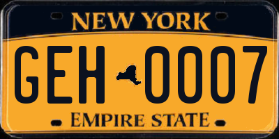 NY license plate GEH0007