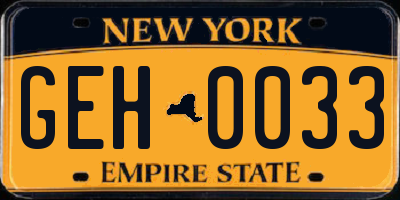 NY license plate GEH0033