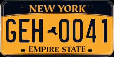 NY license plate GEH0041