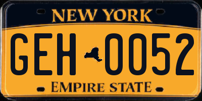 NY license plate GEH0052