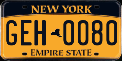 NY license plate GEH0080