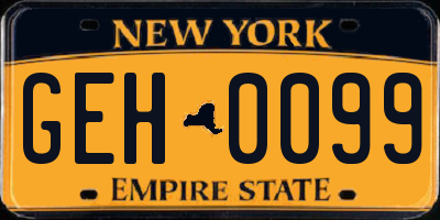 NY license plate GEH0099