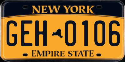 NY license plate GEH0106