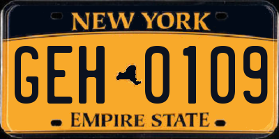 NY license plate GEH0109