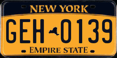 NY license plate GEH0139