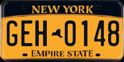 NY license plate GEH0148