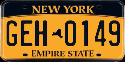 NY license plate GEH0149