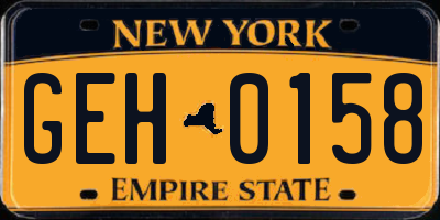 NY license plate GEH0158