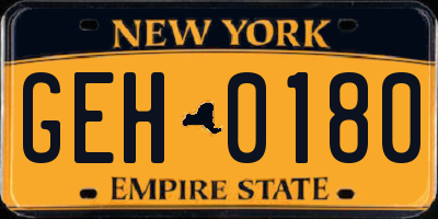 NY license plate GEH0180