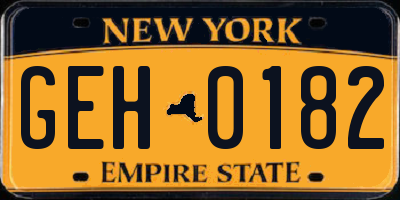NY license plate GEH0182