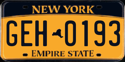 NY license plate GEH0193