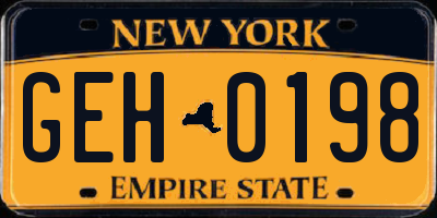 NY license plate GEH0198
