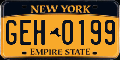 NY license plate GEH0199