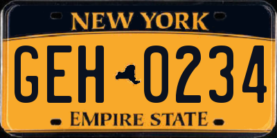 NY license plate GEH0234