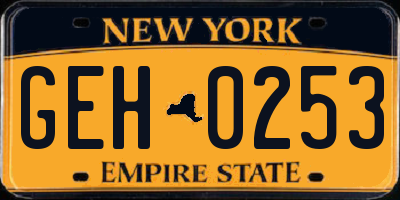 NY license plate GEH0253