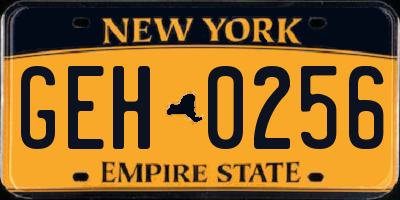 NY license plate GEH0256