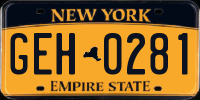 NY license plate GEH0281
