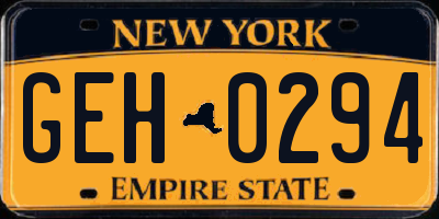 NY license plate GEH0294