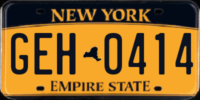 NY license plate GEH0414