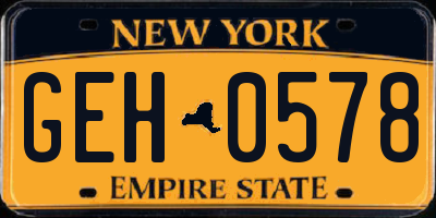 NY license plate GEH0578