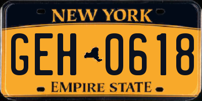 NY license plate GEH0618