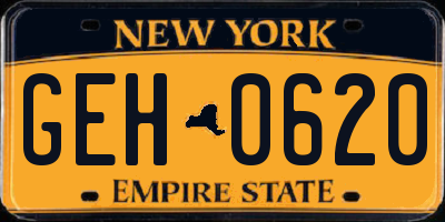 NY license plate GEH0620