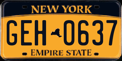 NY license plate GEH0637