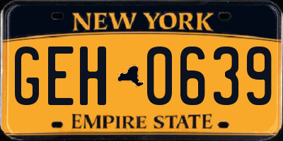 NY license plate GEH0639