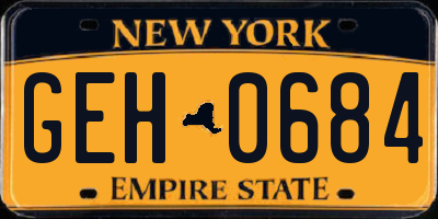 NY license plate GEH0684